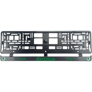 Set 2 bucati, suport numar inmatriculare Carbon, Skoda II - Img 2