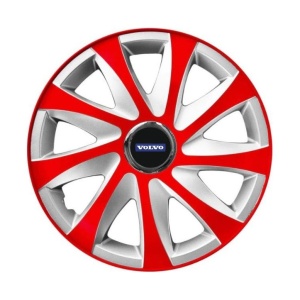 Set 4 capace roti 14 inchi R14 Drift Rosu-Gri, Compatibil cu Volvo - Img 3