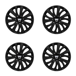 Set 4 capace roti 16 inch (R16) compatibile DACIA, Model - 432 Black Edition - Img 2