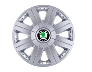 Set 4 capace roti Cosmos cromat R15, pentru gama auto Skoda - Img 1