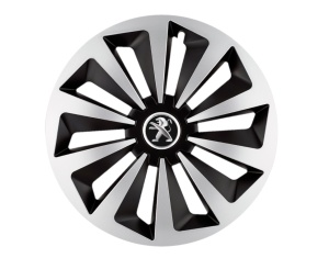 Set 4 capace roti Fox Gri-Negru R15 Compatibil Cu Peugeot