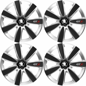 Set 4 Capace Roti GTX Carbon Gri-Negru R15, Compatibil Cu Skoda Nou - Img 2