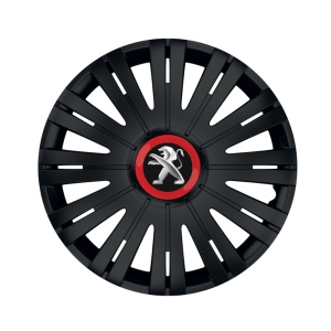 Set 4 capace roti Negre Cu Inel Rosu Active R16 Compatibil Cu Peugeot
