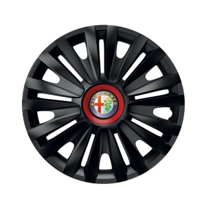 Set 4 capace roti Negre Cu Inel Rosu Royal R14 Compatibil Cu Alfa Romeo