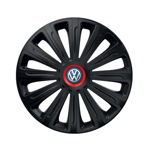 Set 4 capace roti Negre Cu Inel Rosu Trend R16 Compatibil Cu Volkswagen