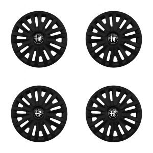 Set 4 capace roti potrivite jantelor de 15 inch (R15) compatibile ALFA ROMEO, Model - 313 Black - Img 2