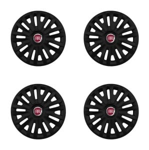 Set 4 capace roti potrivite jantelor de 15 inch (R15) compatibile FIAT, Model - 313 Black - Img 2