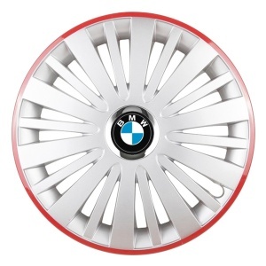 Set 4 Capace Roti, potrivite jantelor de R16, pentru BMW, model falcon argintiu cu rama rosie - Img 3