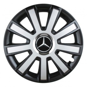 Set 4 capace roti Silver/black cu inel cromat R14 pentru gama auto Mercedes-Benz - Img 1