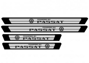 Set 4 stickere protectii praguri gri pentru VW Passat crom - Img 2