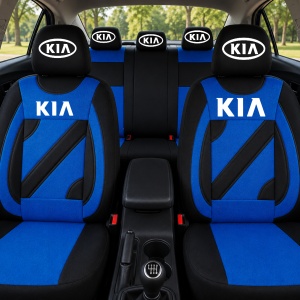 Set Huse Scaune Universale Nero Albastru Personalizate cu Kia - Img 2