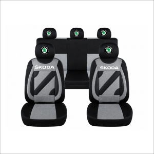Set Huse Scaune Universale Nero Gri Personalizate cu Skoda
