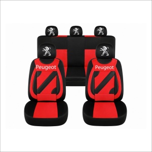 Set Huse Scaune Universale Nero Rosu Personalizate cu Peugeot