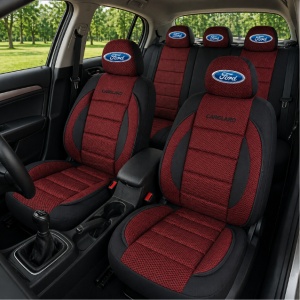 Set Huse Scaune Universale Premium Carguard Personalizate cu Ford – Negru/Visiniu - Img 2