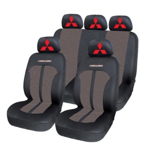 Set Huse Scaune Universale Premium Carguard Personalizate cu Mitsubishi – Negru/Bej