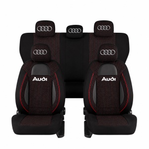 Set Huse Scaune Universale Racing, Negru Personalizate cu Audi