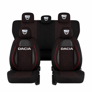 Set Huse Scaune Universale Racing Negru Personalizate cu Dacia