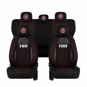Set Huse Scaune Universale Racing Negru Personalizate cu Fiat