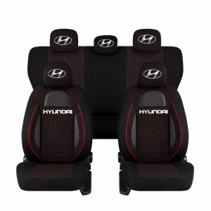 Set Huse Scaune Universale Racing Negru Personalizate cu Hyundai