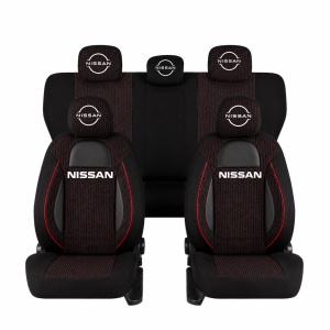 Set Huse Scaune Universale Racing, Negru Personalizate cu Nissan Nou