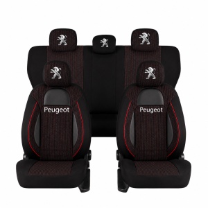 Set Huse Scaune Universale Racing Negru Personalizate cu Peugeot
