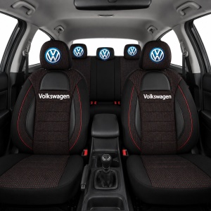 Set Huse Scaune Universale Racing Negru Personalizate cu Volkswagen - Img 2