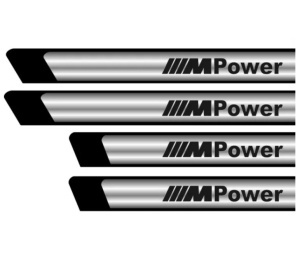 Set stickere protectii praguri gri pentru BMW M Power crom - Img 2