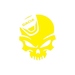 Sticker auto ''Cap de mort dacia'', 13x10 cm, galben