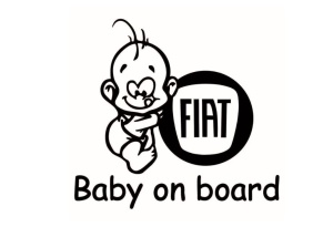 Sticker decorativ auto, logo Fiat, Baby on Board 15x12 cm, Creative Rey®