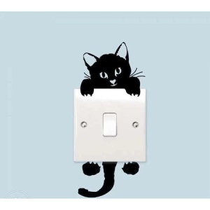Sticker decorativ pentru intrerupator, Pisica, 11.5 cm, 1018STK