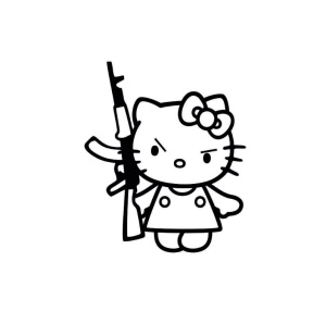 Sticker Hello Kitty ak47 15x12.7 cm, Creative Rey®