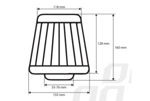 Filtru de aer conic universal, negru + 3 adaptoare - Img 4