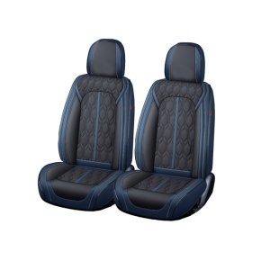 Huse auto premium 5 locuri Carguard Deluxe piele ecologică perforată - albastru închis - negru
