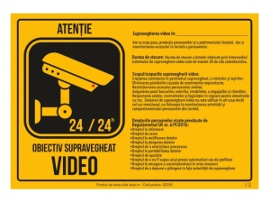 INDICATOR PVC 20X300 ATENTIE ZONA SUPRAVEGHEATA VIDEO GDPR