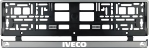 Set 2 bucati, suport numar inmatriculare argintiu Iveco alb