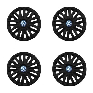 Set 4 capace roti 14 inchi (R14) compatibile Volkswagen, Model - 217 Black, Sigla Albastra Model 217 Black Model 217 Black - Img 3