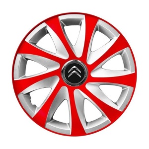 Set 4 capace roti 14 inchi R14 Drift Rosu-Gri, Compatibil cu Citroen - Img 3