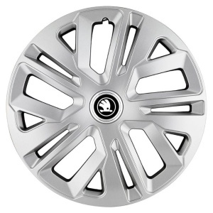 Set 4 Capace Roti 14 inchi (R14) Raven Gri Compatibile Cu Skoda Alb Negru - Img 2