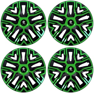 Set 4 Capace Roti 15 `` Best Verde-Negru, Compatibile Cu Peugeot - Img 2