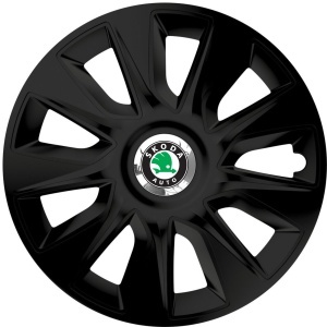 Set 4 Capace Roti 15 inchi (R15) Stratos Negru, Compatibile Cu Skoda