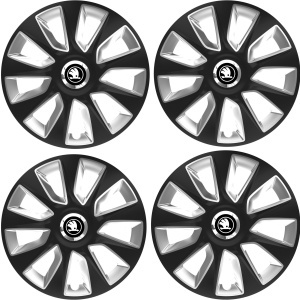 Set 4 Capace Roti 16 inchi (R16) Stratos Gri-Negru, Compatibile Cu Skoda Nou - Img 2