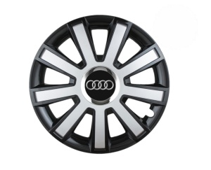 Set 4 capace roti Flash Gri-Negru R16 pentru gama auto Audi - Img 1