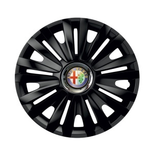 Set 4 capace roti Negre Cu Inel Cromat Royal R14 Compatibil Cu Alfa Romeo - Img 3
