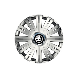 Set 4 Capace Roti potrivite jantelor de 15 inch, pentru Skoda Nou Alb-Negru, model Active Crom