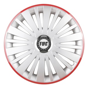 Set 4 Capace Roti, potrivite jantelor de R16, pentru Fiat, model falcon argintiu cu rama rosie - Img 1