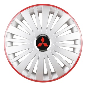 Set 4 Capace Roti, potrivite jantelor de R16, pentru Mitsubishi, model falcon argintiu cu rama rosie - Img 1