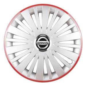 Set 4 Capace Roti, potrivite jantelor de R16, pentru Nissan, model falcon argintiu cu rama rosie - Img 3