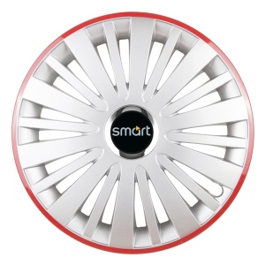 Set 4 Capace Roti, potrivite jantelor de R16, pentru Smart, model falcon argintiu cu rama rosie - Img 1