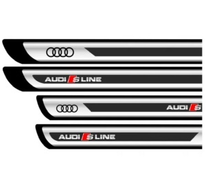 Set 4 stickere protectii praguri gri pentru Audi S-Line crom - Img 3