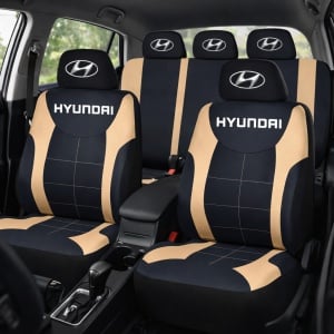 Set Huse Scaune Universale Compatibile cu Hyundai – Negru/Crem - Img 2